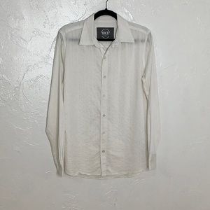 BKE Slim Fit textured stripes white button down shirt size Small EUC